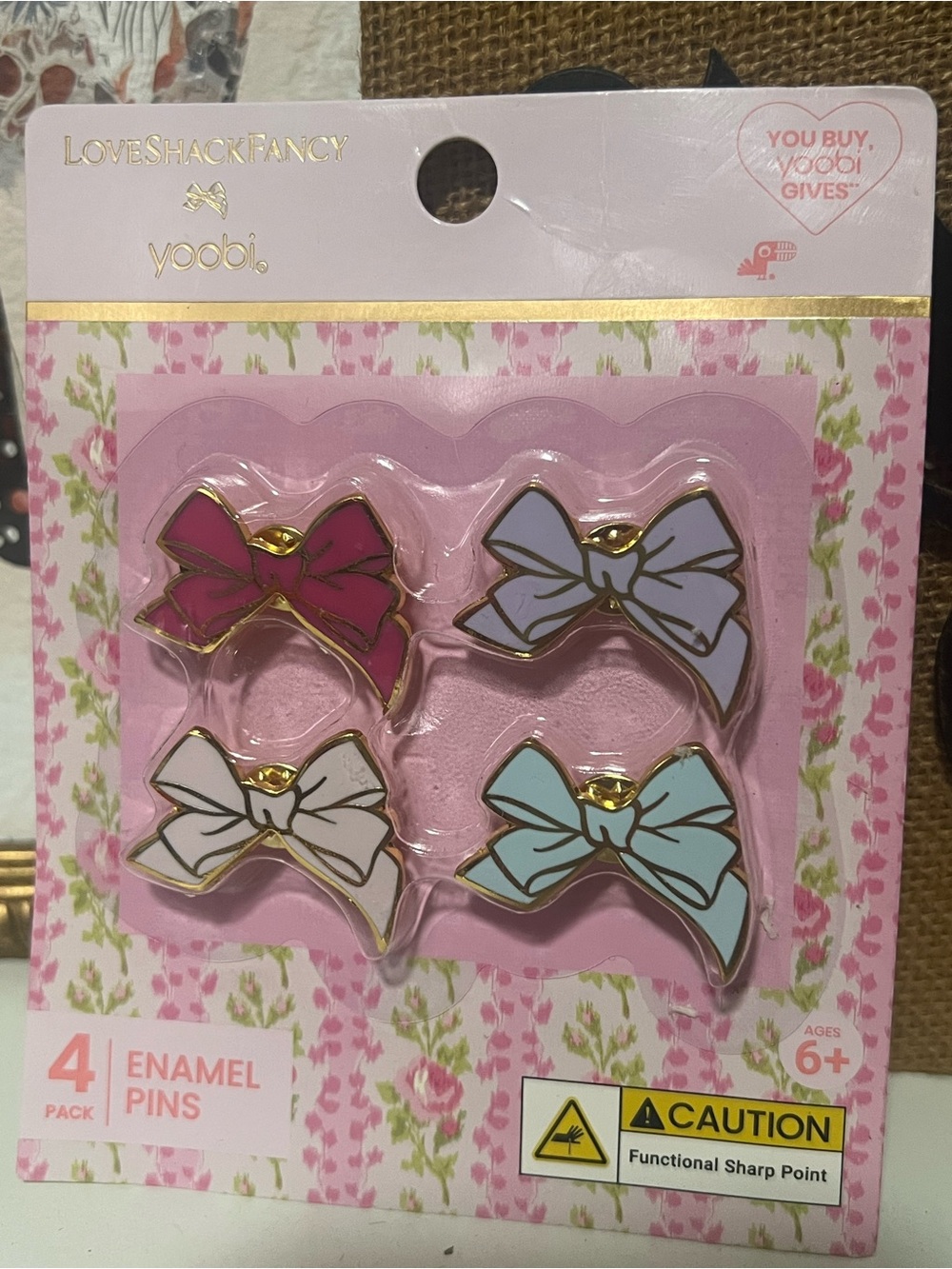 LoveShackFancy Kids Enamel Bow Pin Set - Pink, Lavender, White, Mint
